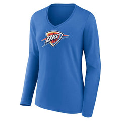 Oklahoma City Thunder Women's Logo Long Sleeve V-Neck T-Shirt Blue