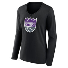 Sacramento Kings Women's Logo Long Sleeve V-Neck T-Shirt Black