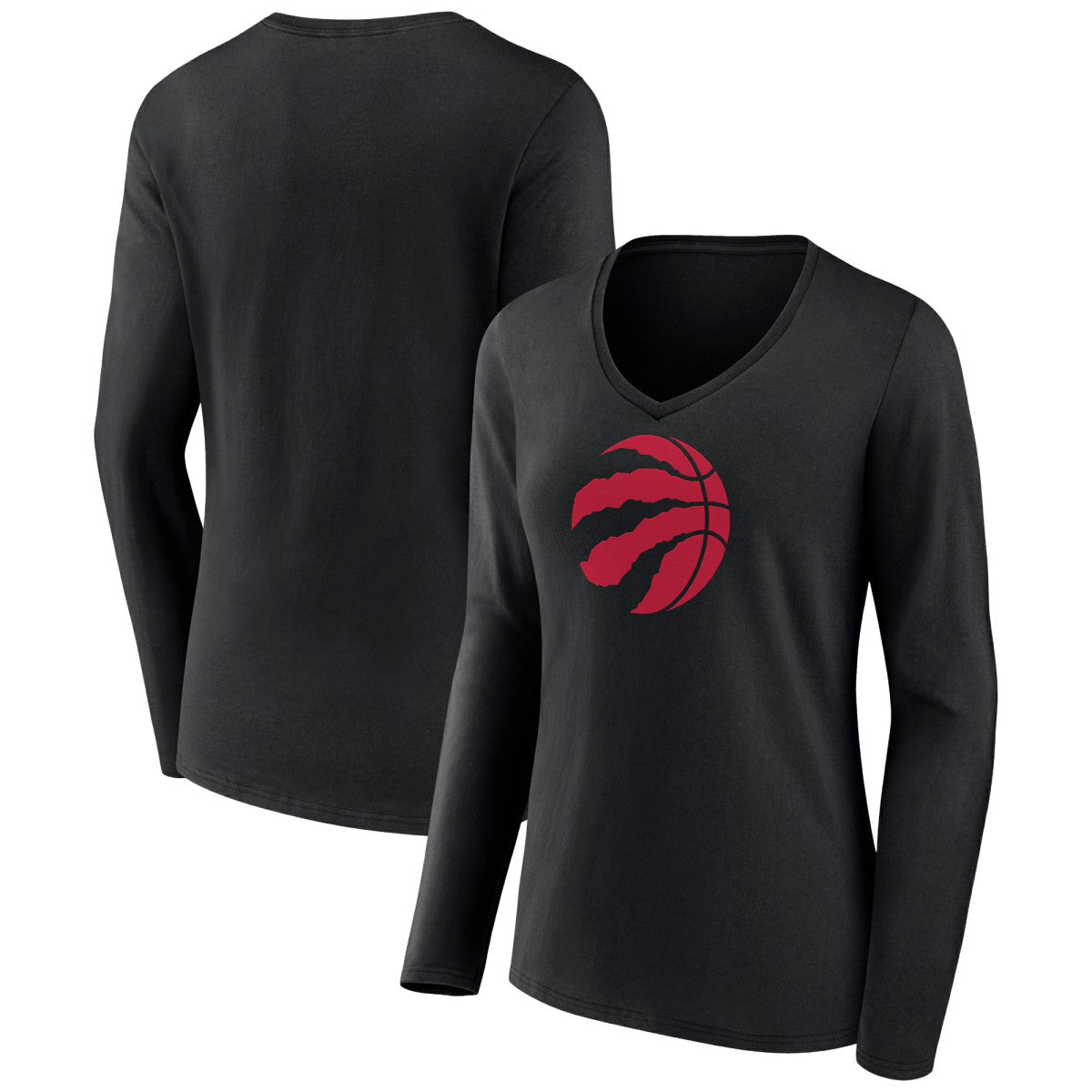 Toronto Raptors Women's Logo Long Sleeve V-Neck T-Shirt Black