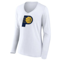 Indiana Pacers Women's Logo Long Sleeve V-Neck T-Shirt White