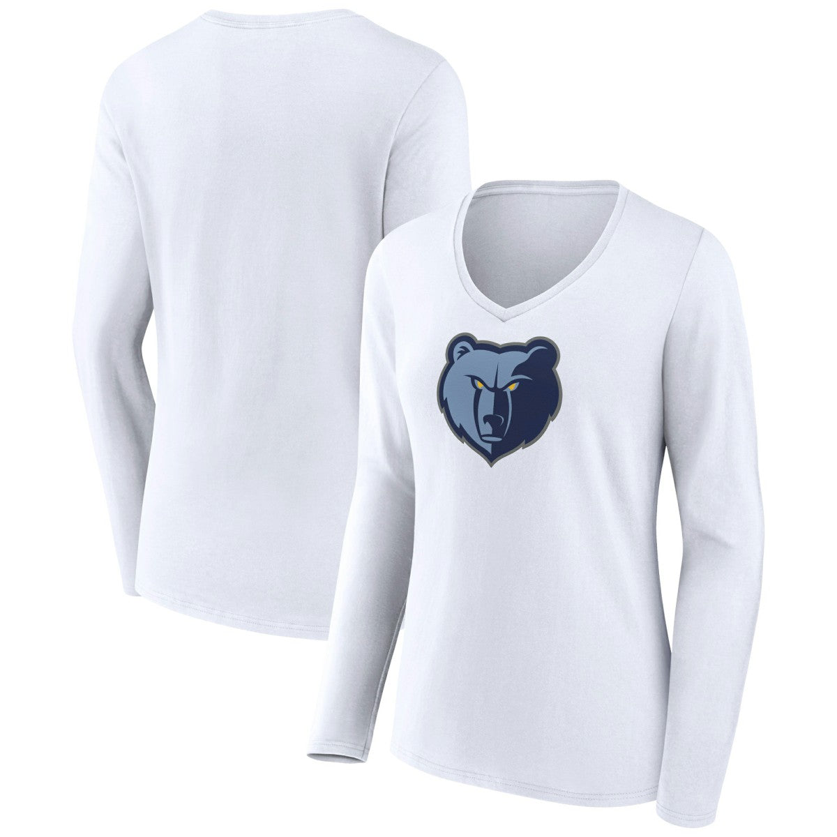 Memphis Grizzlies Women's Logo Long Sleeve V-Neck T-Shirt White