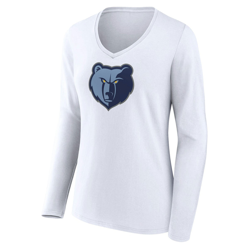 Memphis Grizzlies Women's Logo Long Sleeve V-Neck T-Shirt White