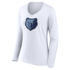 Memphis Grizzlies Women's Logo Long Sleeve V-Neck T-Shirt White