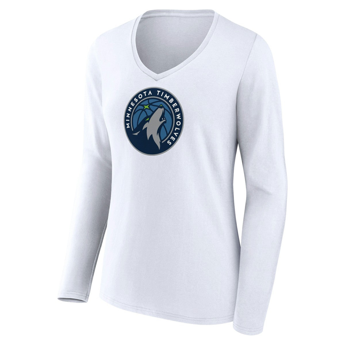 Minnesota Timberwolves Women's Logo Long Sleeve V-Neck T-Shirt White