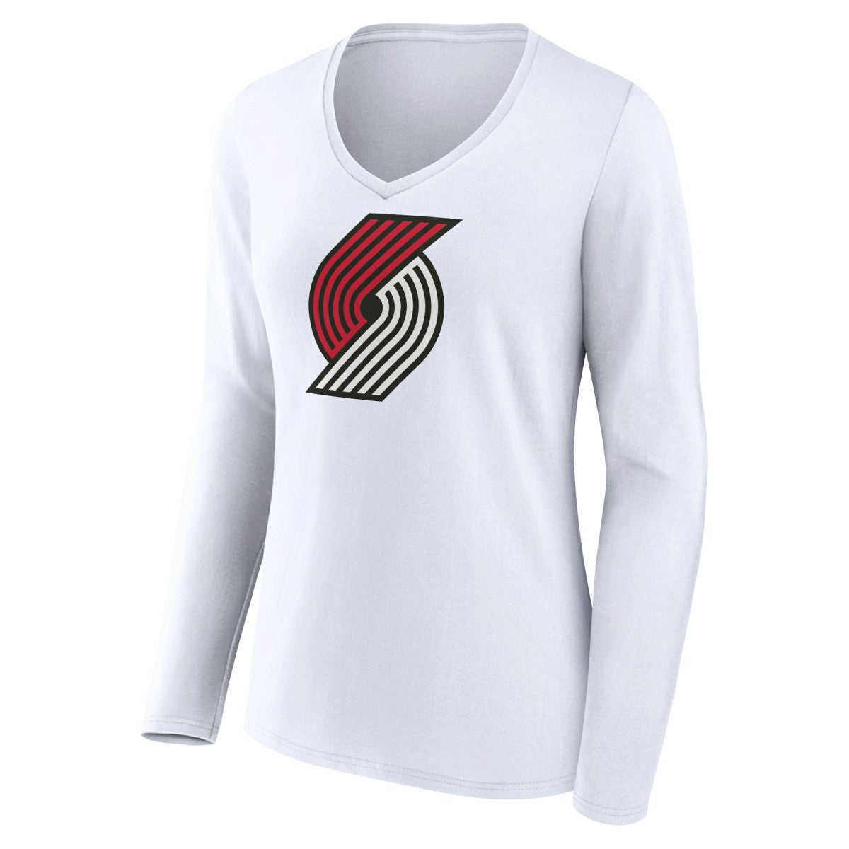 Portland Trail Blazers Women's Logo Long Sleeve V-Neck T-Shirt White