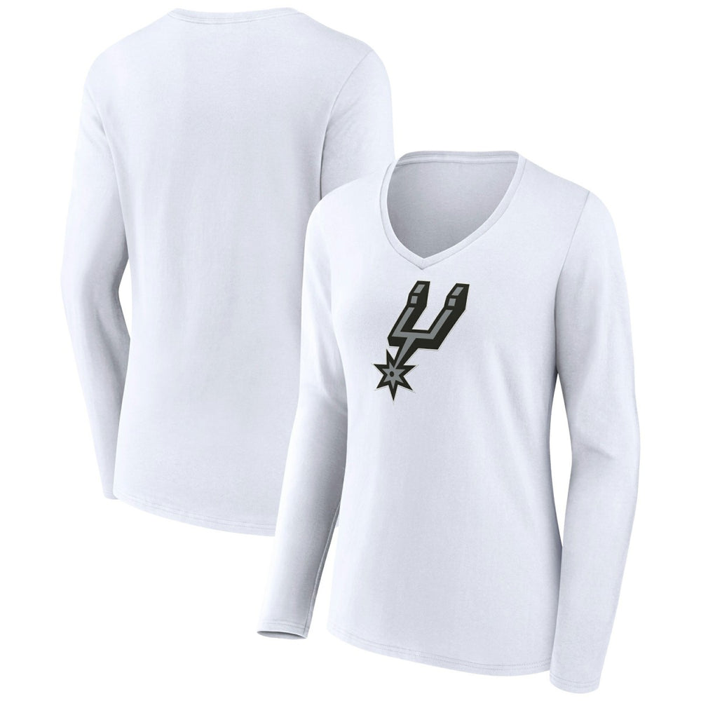San Antonio Spurs Women's Logo Long Sleeve V-Neck T-Shirt White