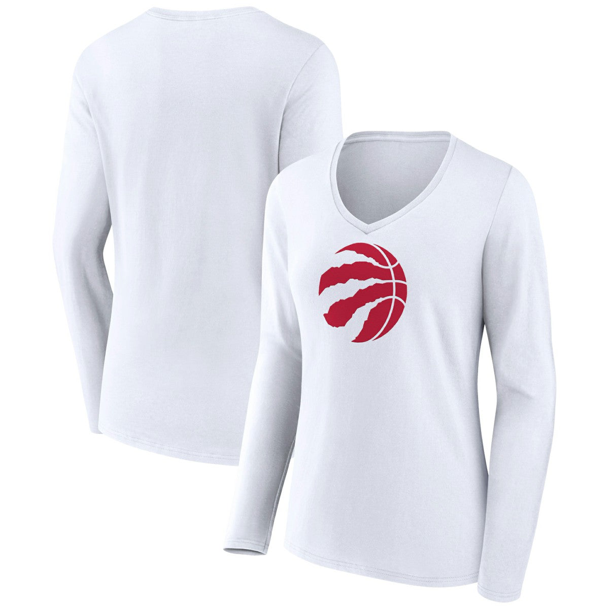 Toronto Raptors Women's Logo Long Sleeve V-Neck T-Shirt White
