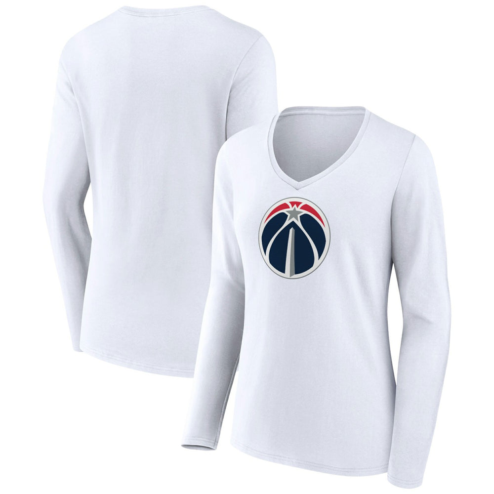 Washington Wizards Women's Logo Long Sleeve V-Neck T-Shirt White