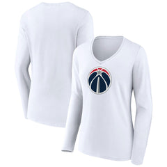 Washington Wizards Women's Logo Long Sleeve V-Neck T-Shirt White