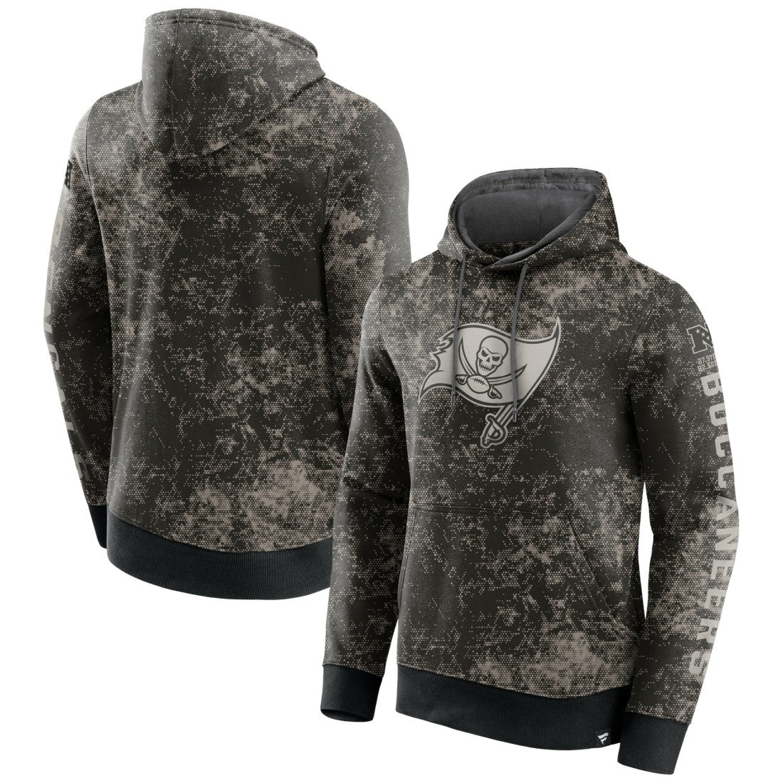 Tampa Bay Buccaneers Blackout Tonal Pullover Hoodie - Black/Gray - Fanatics