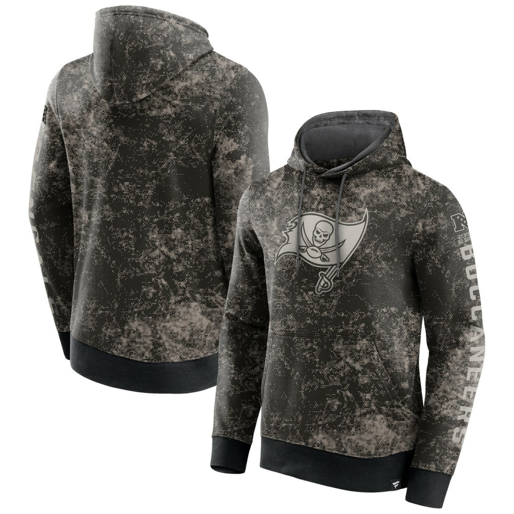 Tampa Bay Buccaneers Blackout Tonal Pullover Hoodie - Black/Gray - Fanatics