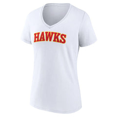 Atlanta Hawks Women's Wordmark V-Neck T-Shirt White