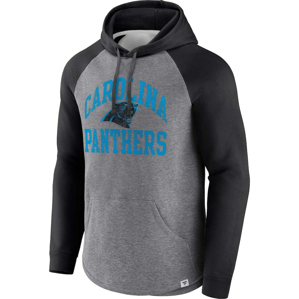 Carolina Panthers Favorite Arch Raglan Pullover Hoodie - Heather Gray - Fanatics