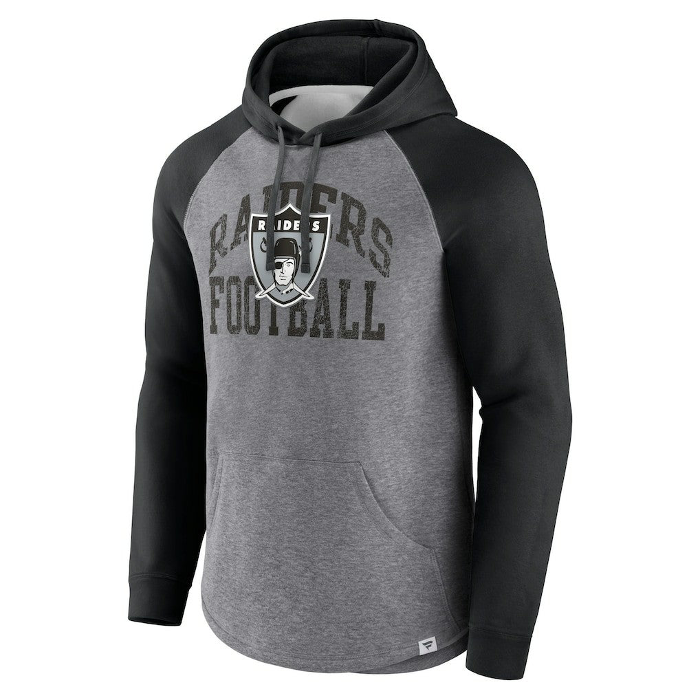 Las Vegas Raiders Favorite Arch Raglan Pullover Hoodie - Heather Gray - Fanatics