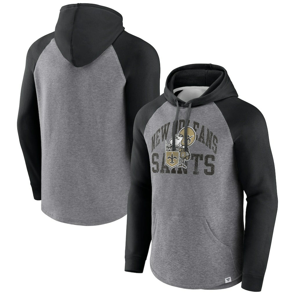New Orleans Saints Favorite Arch Raglan Pullover Hoodie - Heather Gray - Fanatics
