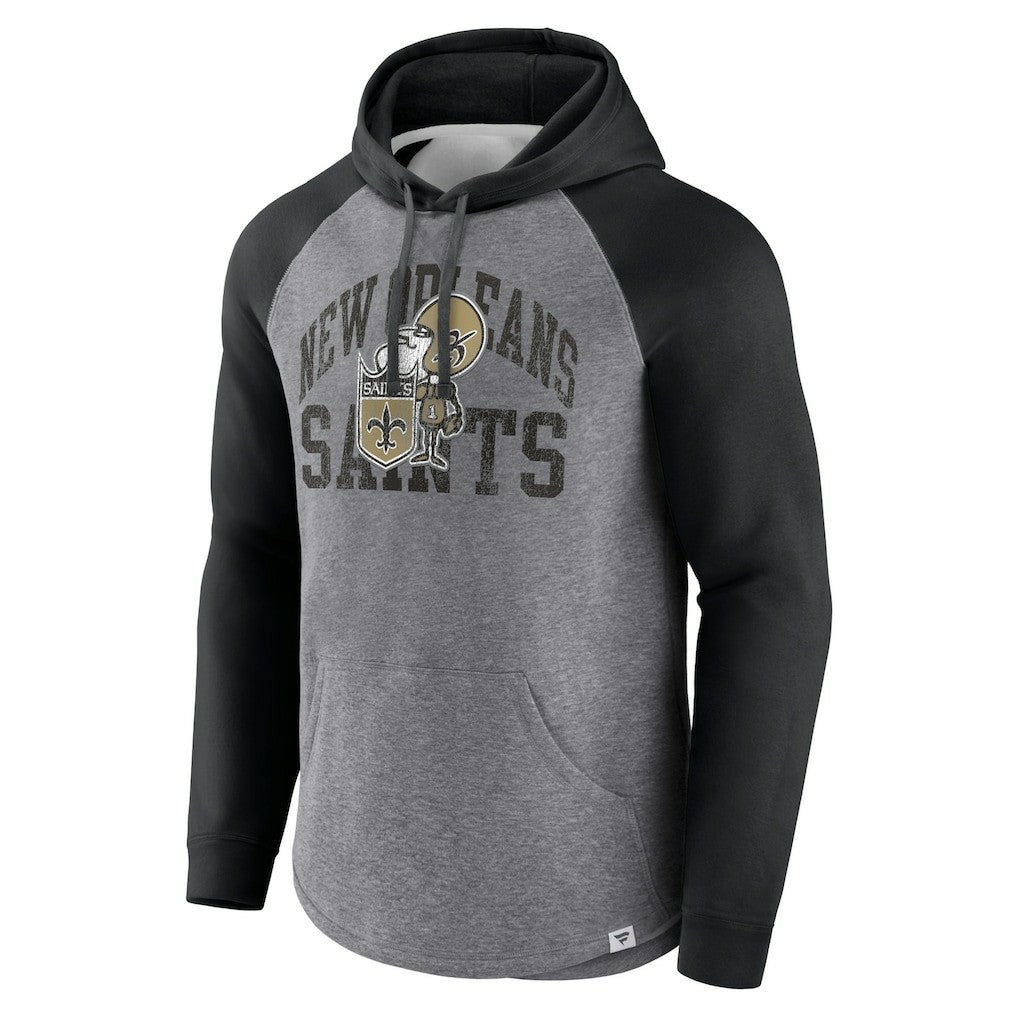 New Orleans Saints Favorite Arch Raglan Pullover Hoodie - Heather Gray - Fanatics