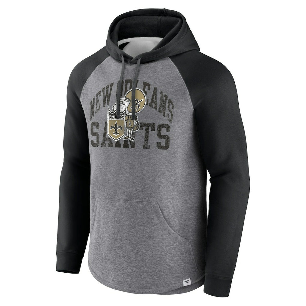 New Orleans Saints Favorite Arch Raglan Pullover Hoodie - Heather Gray - Fanatics