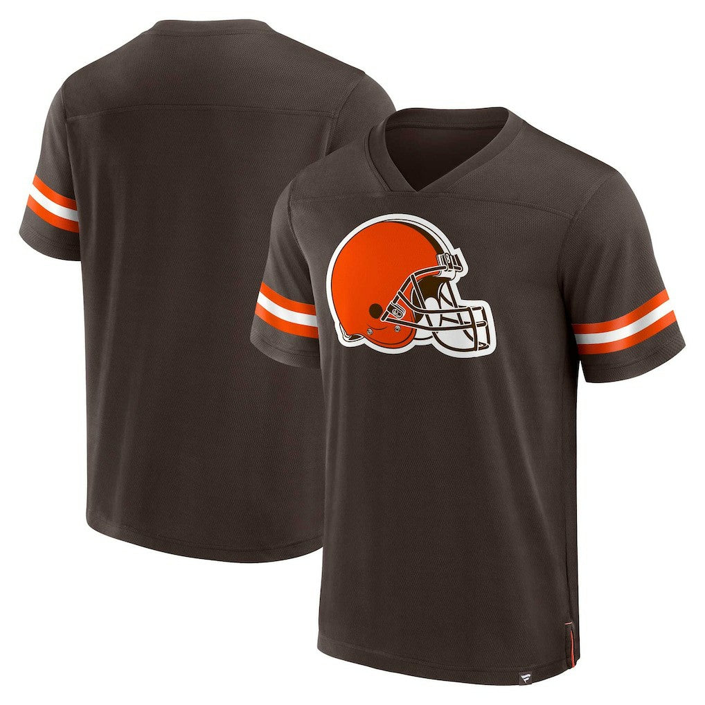 Cleveland Browns Jersey Tackle V-Neck T-Shirt - Brown - Fanatics