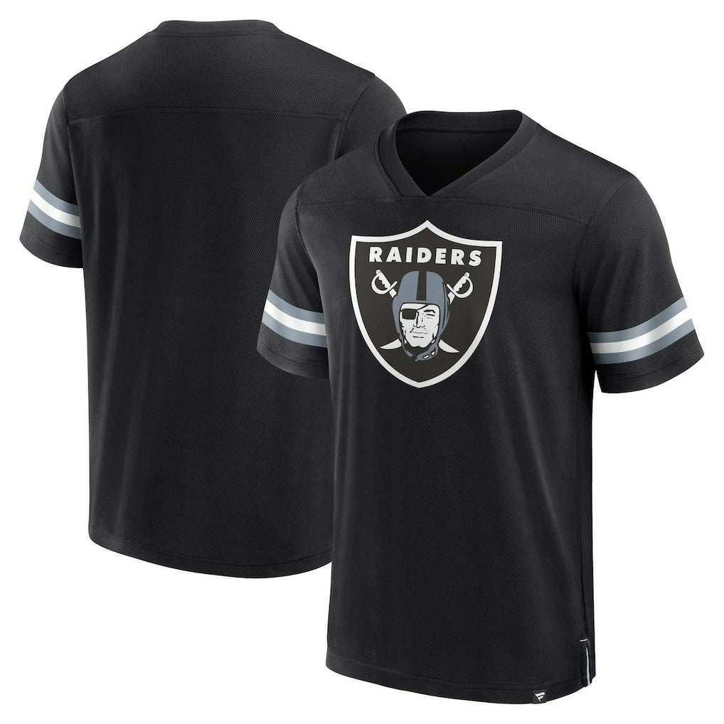 Las Vegas Raiders Jersey Tackle V-Neck T-Shirt - Black - Fanatics