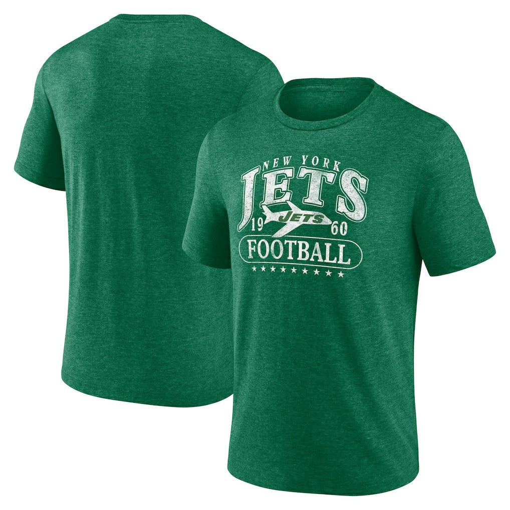 New York Jets Retro Tri-Blend T-Shirt - Heather Green - Fanatics