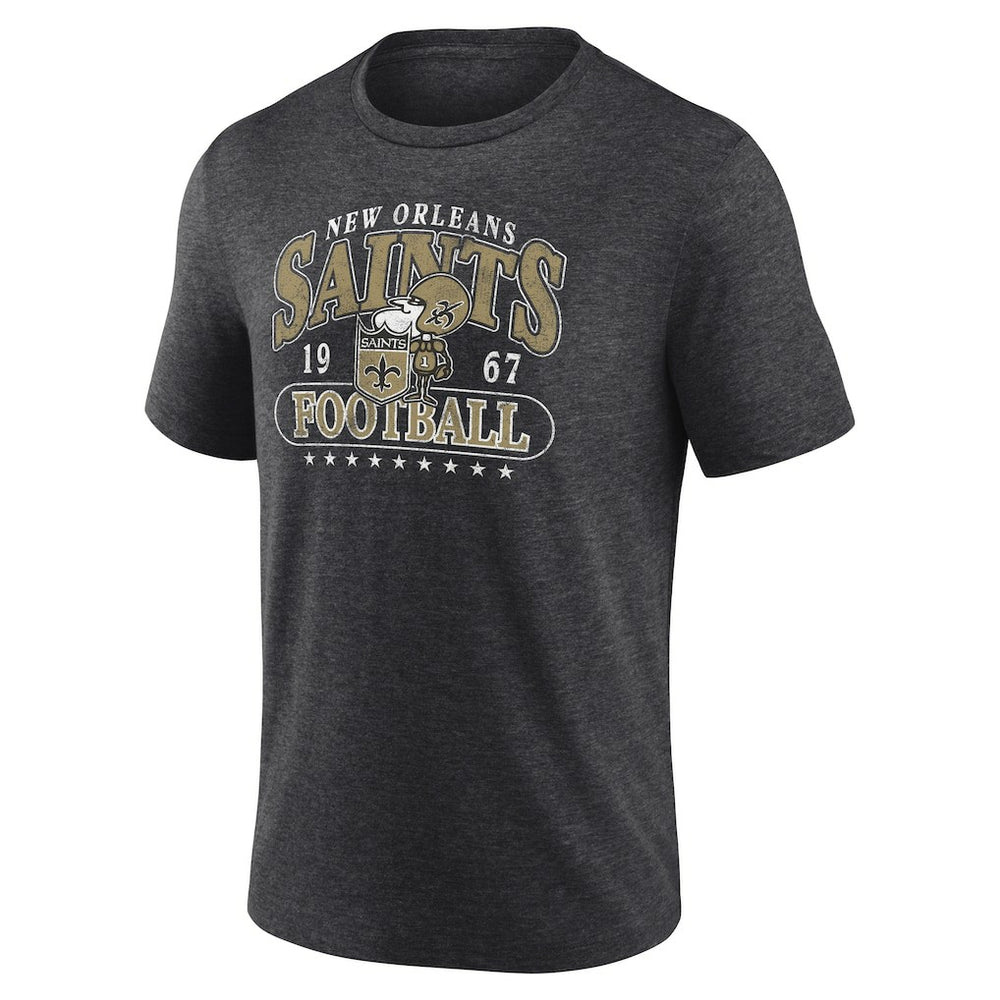 New Orleans Saints Retro Tri-Blend T-Shirt - Heather Charcoal - Fanatics