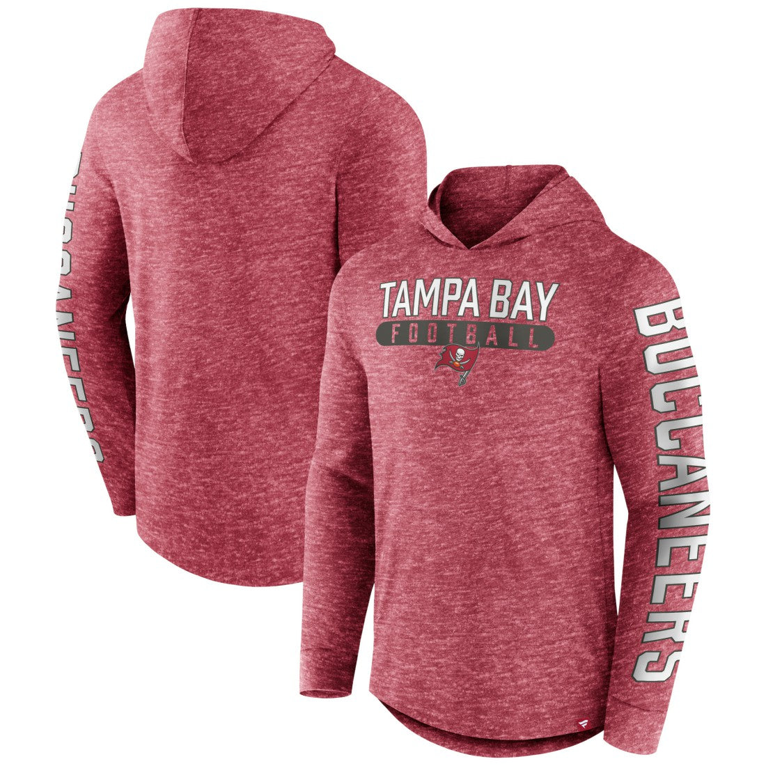 Tampa Bay Buccaneers Pill Stack Long Sleeve Hoodie T-Shirt - Heather Red - Fanatics