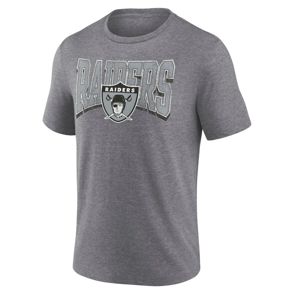 Las Vegas Raiders Warped Block Tri-Blend T-Shirt - Heather Gray - Fanatics