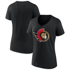 Ottawa Senators Women's Team Logo V-Neck T-Shirt - Black | NHL online