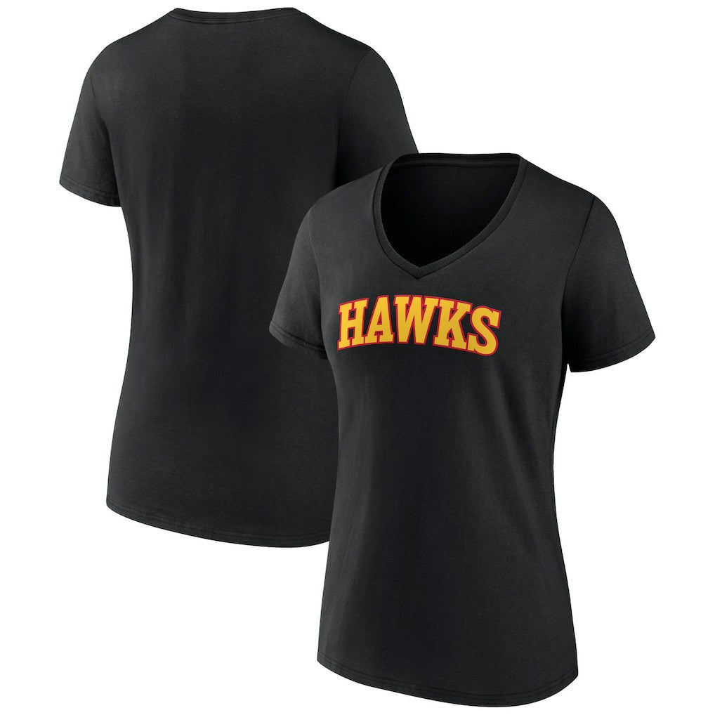 Atlanta Hawks Women's Wordmark V-Neck T-Shirt Black