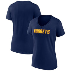 Denver Nuggets Women's Wordmark V-Neck T-Shirt Navy