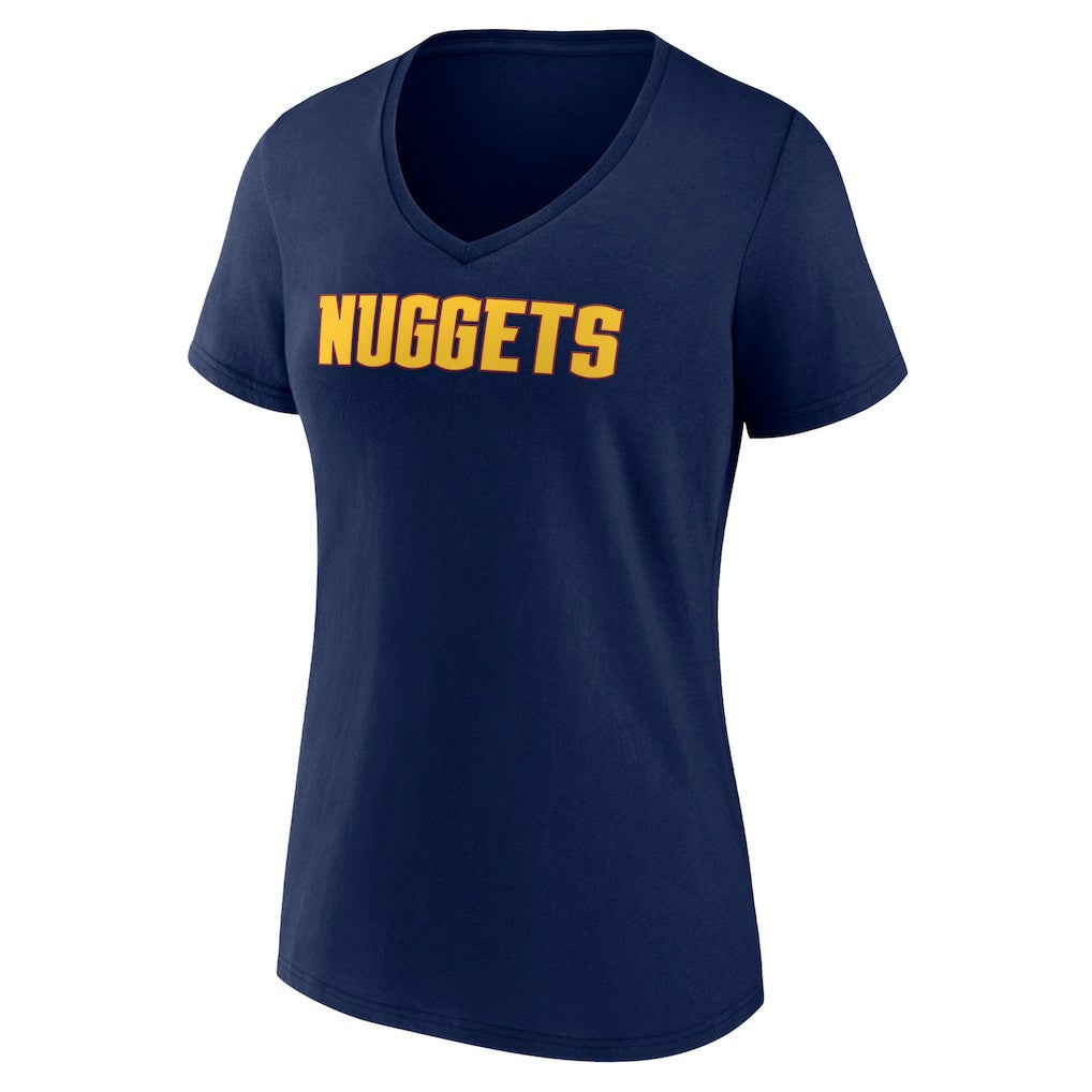 Denver Nuggets Women's Wordmark V-Neck T-Shirt Navy