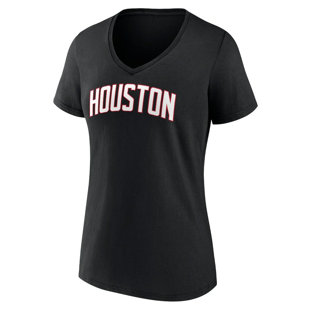 Houston Rockets Women's Wordmark V-Neck T-Shirt Black
