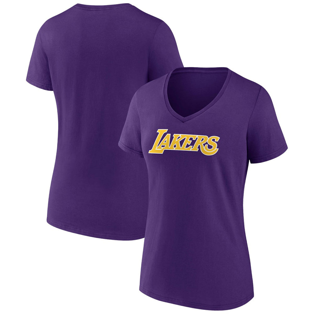 Los Angeles Lakers Women's Wordmark V-Neck T-Shirt Purple