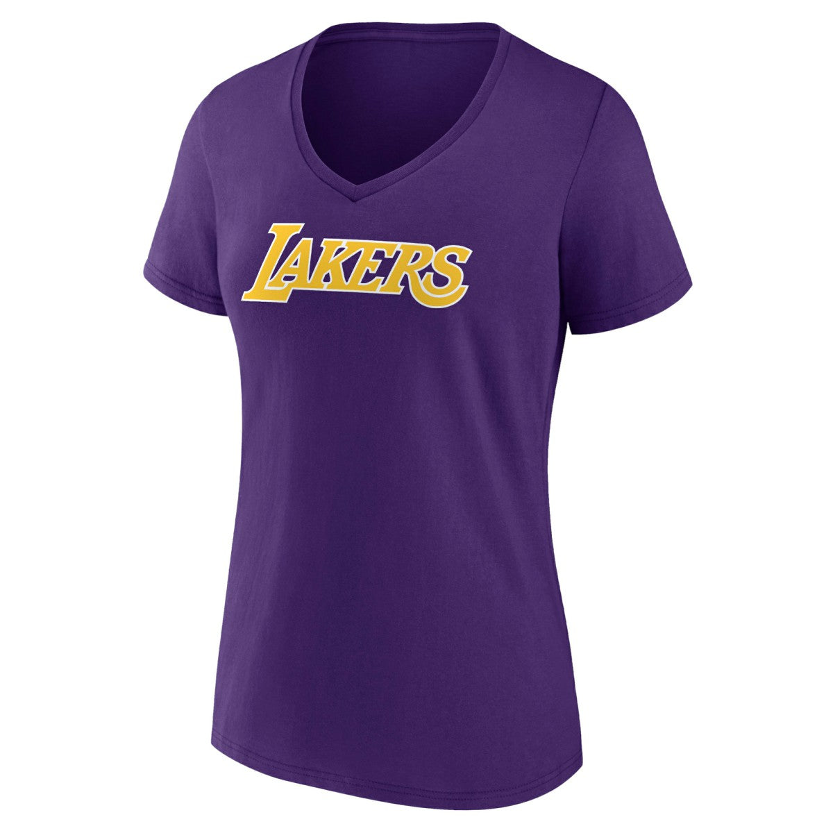 Los Angeles Lakers Women's Wordmark V-Neck T-Shirt Purple