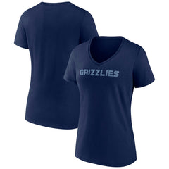 Memphis Grizzlies Women's Wordmark V-Neck T-Shirt Navy