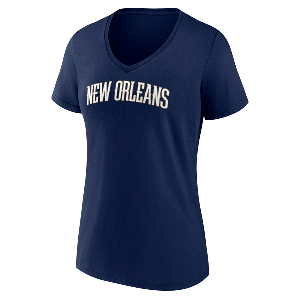 New Orleans Pelicans Women's Wordmark V-Neck T-Shirt Navy