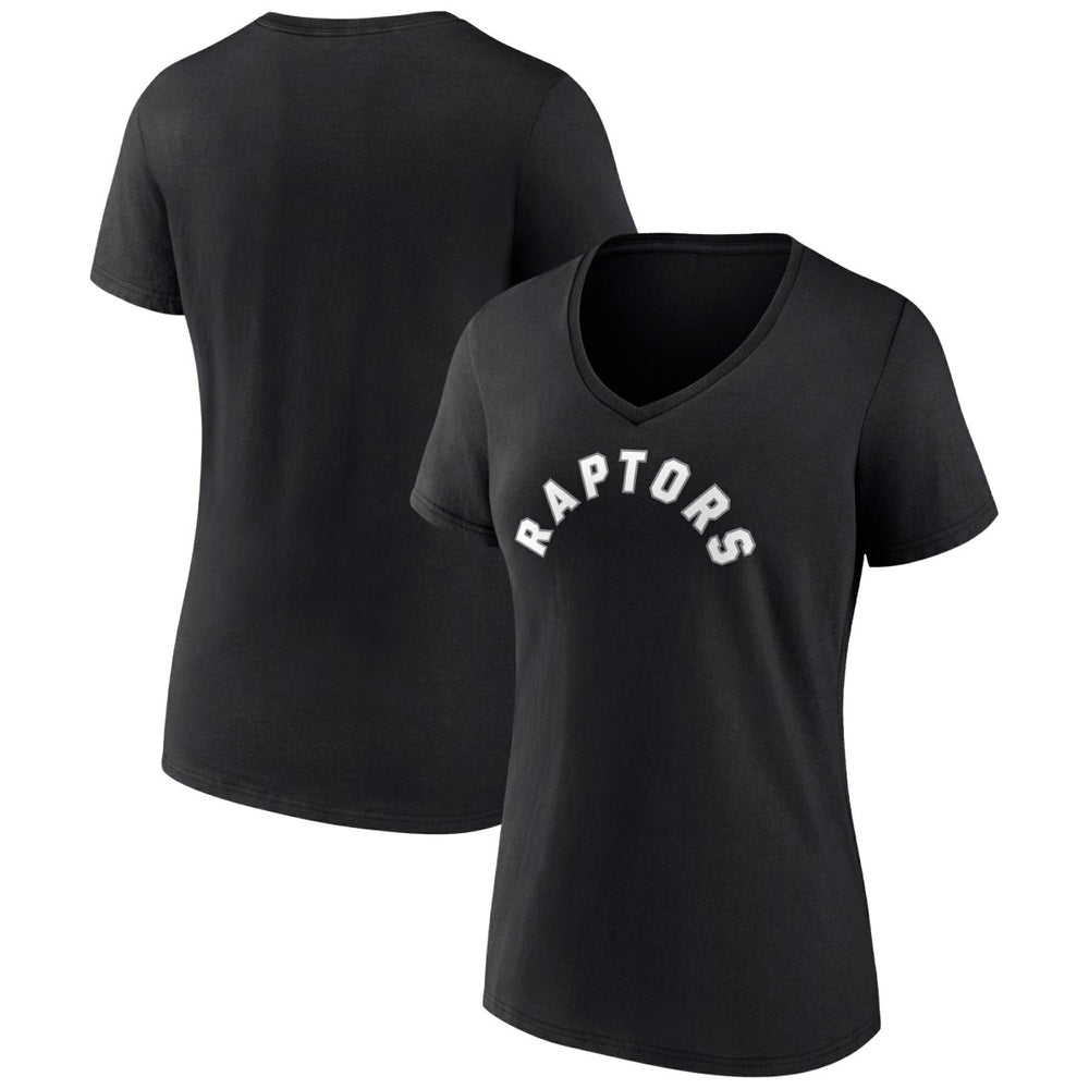 Toronto Raptors Women's Wordmark V-Neck T-Shirt Black