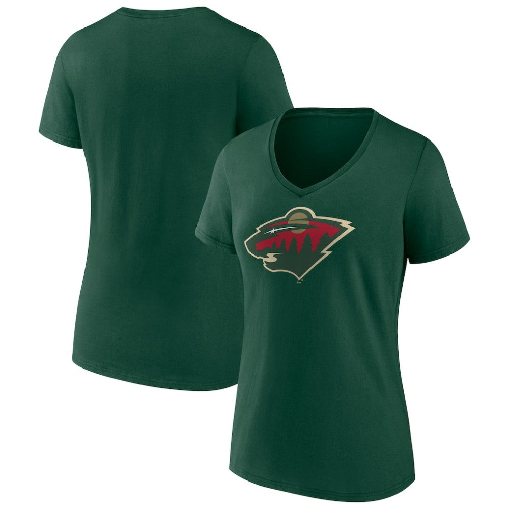 Minnesota Wild Women's Team Logo V-Neck T-Shirt - Green | NHL Lifestyle