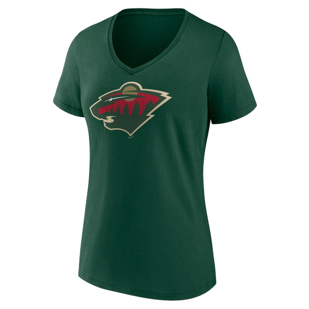 Minnesota Wild Women's Team Logo V-Neck T-Shirt - Green | NHL Lifestyle