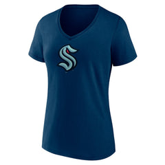 Seattle Kraken Women's Team Logo V-Neck T-Shirt - Navy | NHL near me