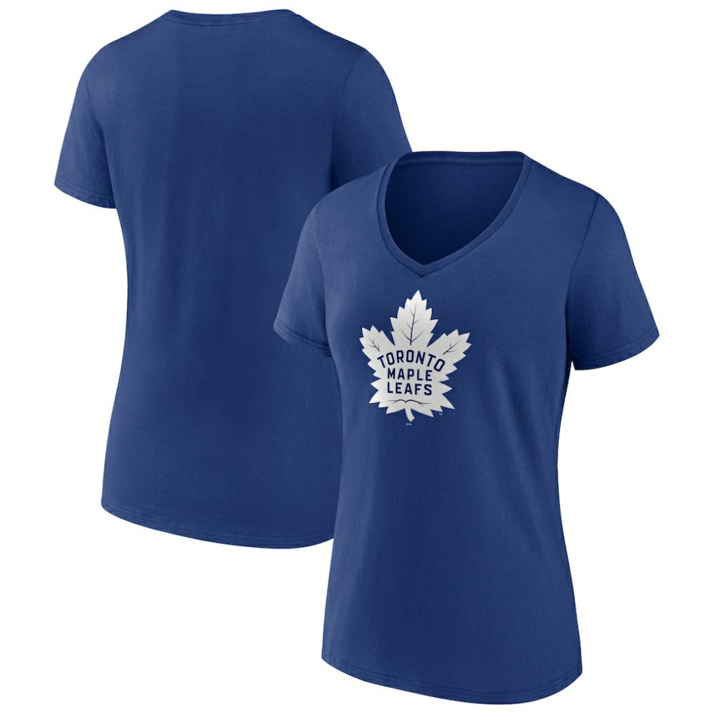 Toronto Maple Leafs Women's Team Logo V-Neck T-Shirt - Blue | NHL Clearance