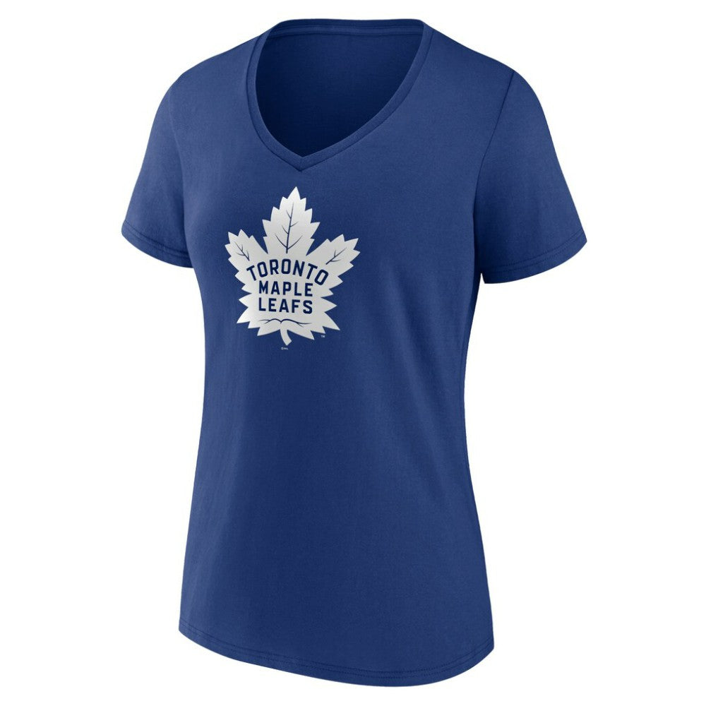 Toronto Maple Leafs Women's Team Logo V-Neck T-Shirt - Blue | NHL Clearance