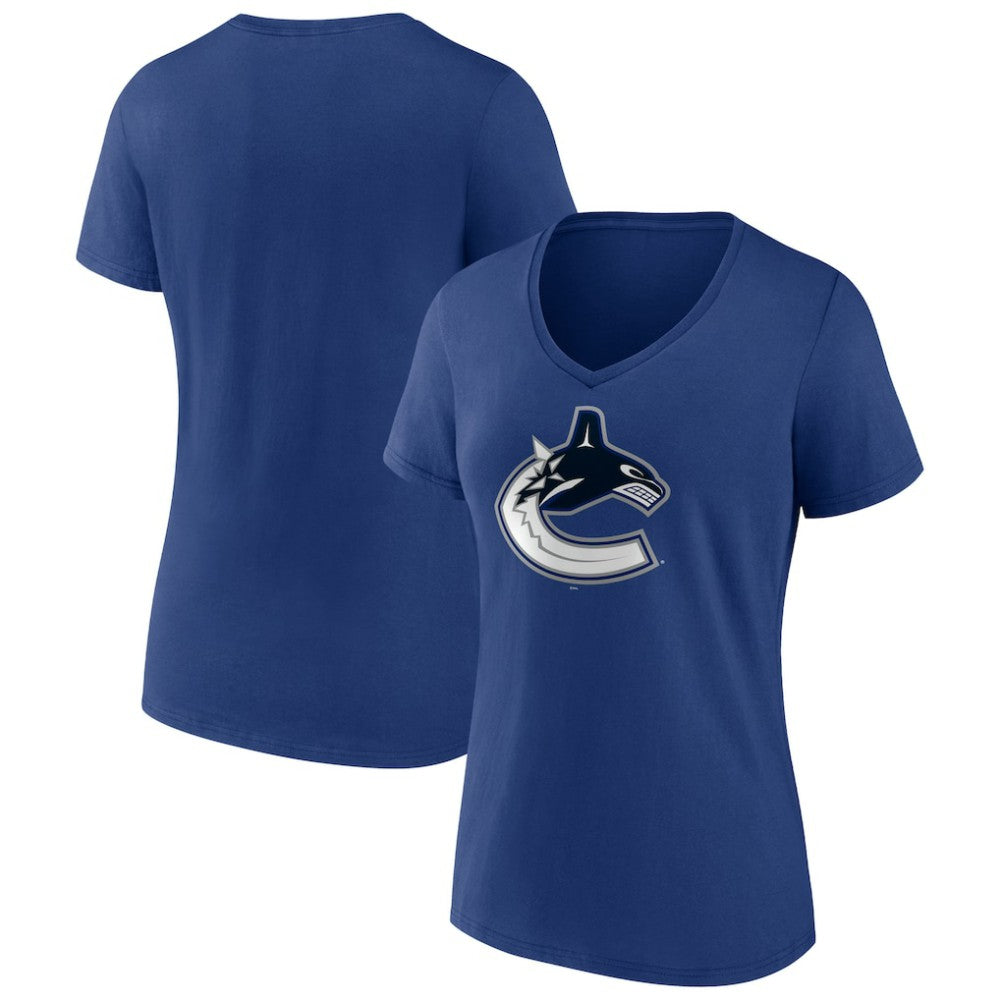 Vancouver Canucks Women's Team Logo V-Neck T-Shirt - Blue | NHL sale