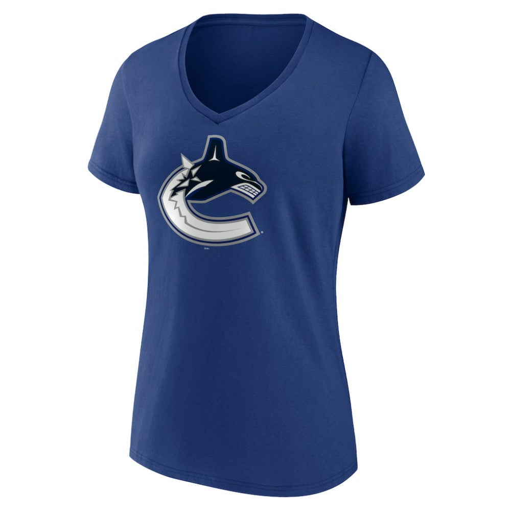 Vancouver Canucks Women's Team Logo V-Neck T-Shirt - Blue | NHL sale