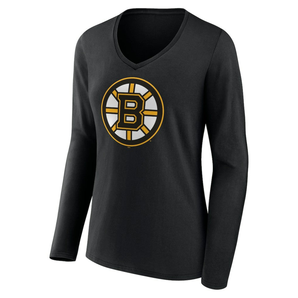 Boston Bruins Women's Team Logo Long Sleeve V-Neck T-Shirt - Black | NHL sale