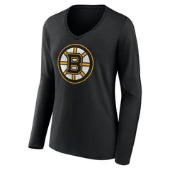 Boston Bruins Women's Team Logo Long Sleeve V-Neck T-Shirt - Black | NHL sale