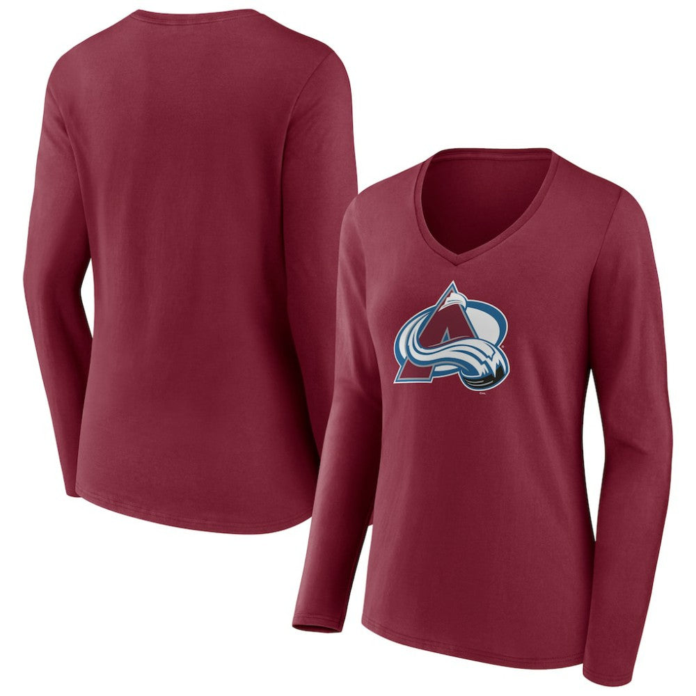 Colorado Avalanche Women's Team Logo Long Sleeve V-Neck T-Shirt - Burgundy | NHL on sale