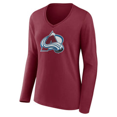 Colorado Avalanche Women's Team Logo Long Sleeve V-Neck T-Shirt - Burgundy | NHL on sale