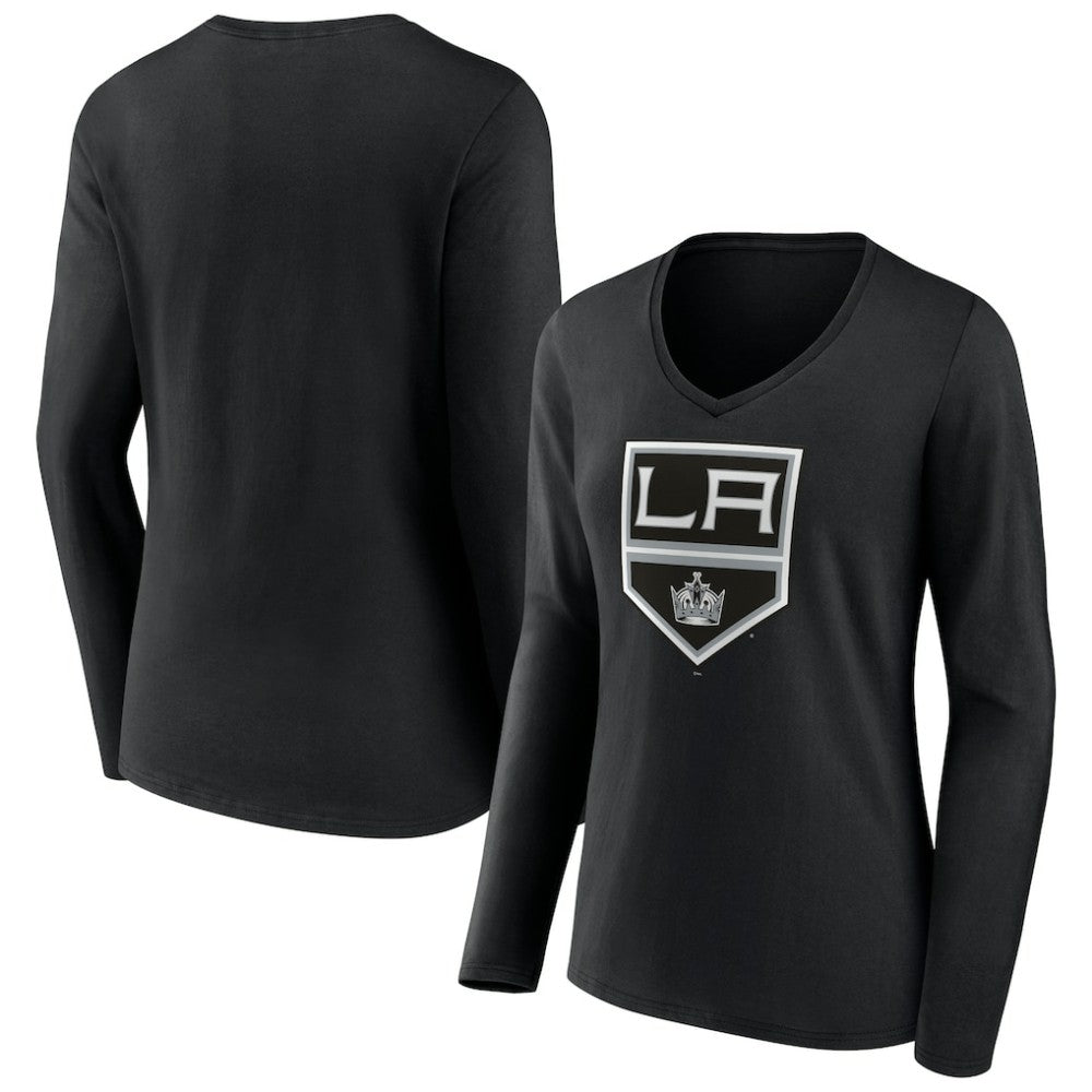 Los Angeles Kings Women's Team Logo Long Sleeve V-Neck T-Shirt - Black | NHL online