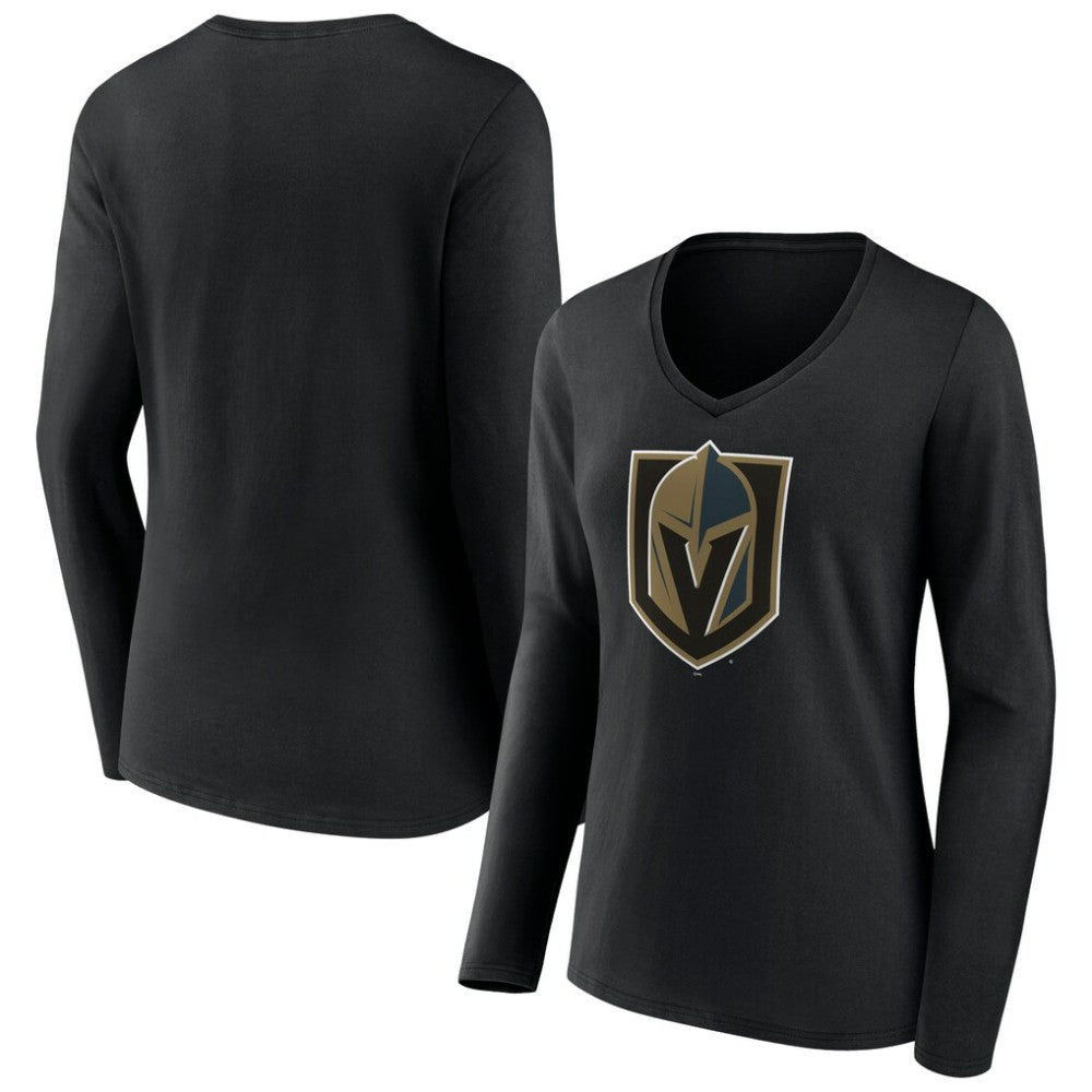Vegas Golden Knights Women's Team Logo Long Sleeve V-Neck T-Shirt - Black | NHL near me